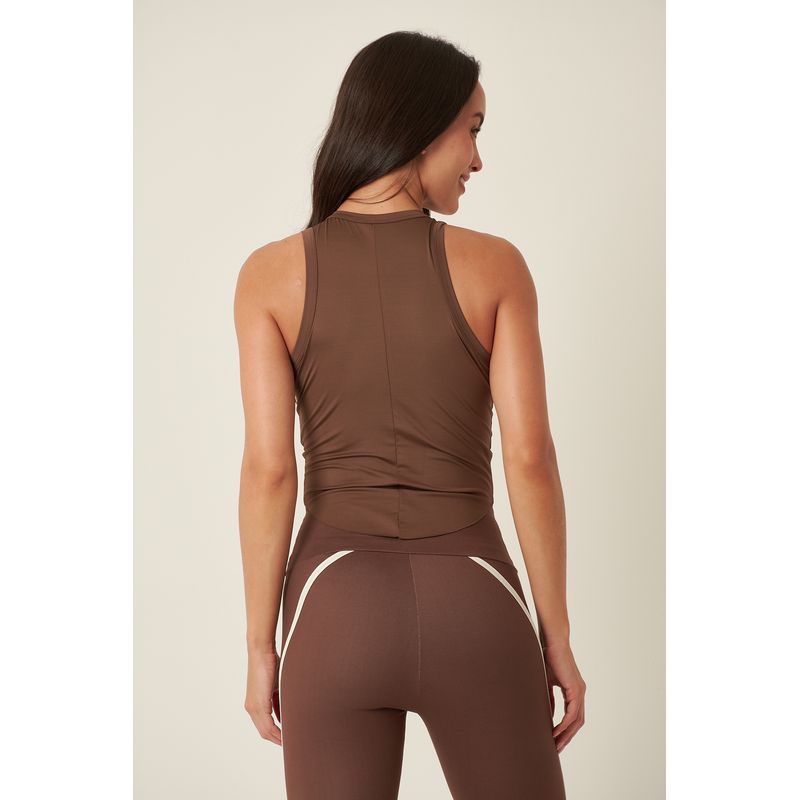 BELIFE - Camiseta deportiva manga sisa café para mujer