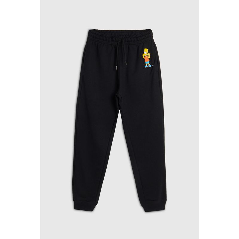 KOAJ - KOAJ Pantalón negro tipo jogger con arte de Los Simpson