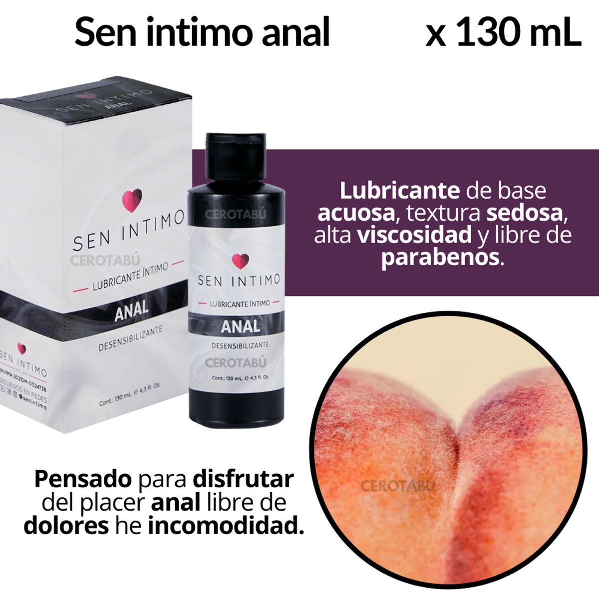 SEN INTIMO - Lubricante Dilatador Anestésico Anal Sen Intimo 130 ml