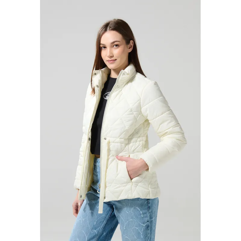 KOAJ - KOAJ Chaqueta unicolor acolchada cuello alto con rombos Mujer