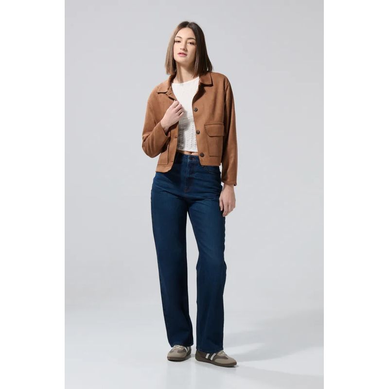 KOAJ - KOAJ Cazadora en gamuza con cuello trucker Mujer