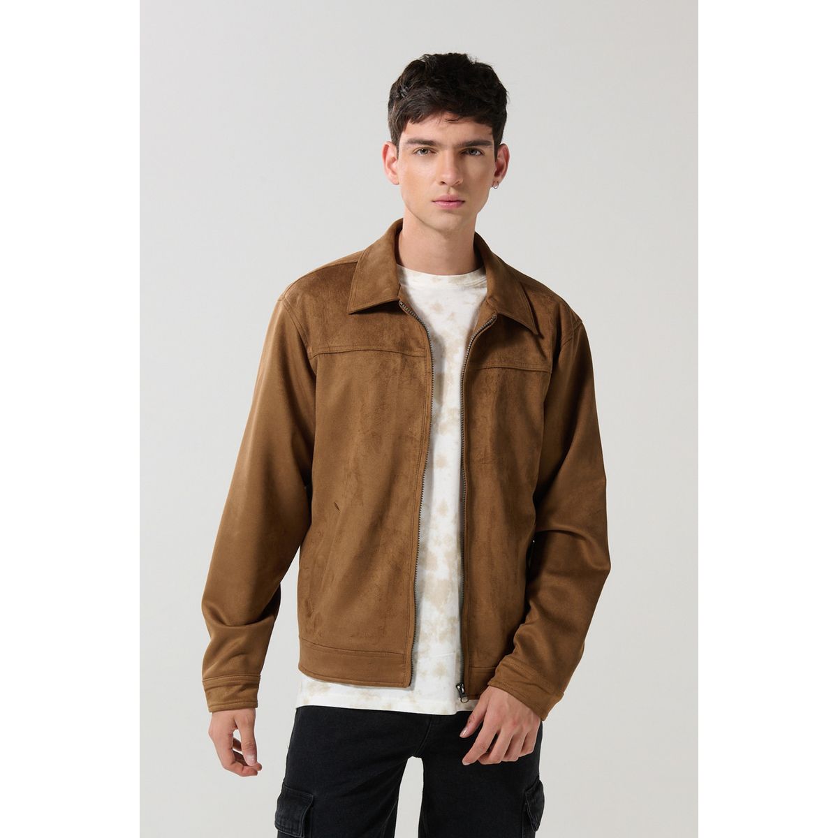 KOAJ - KOAJ Chaqueta cuello trucker unicolor con cierre de cremalle Hombre