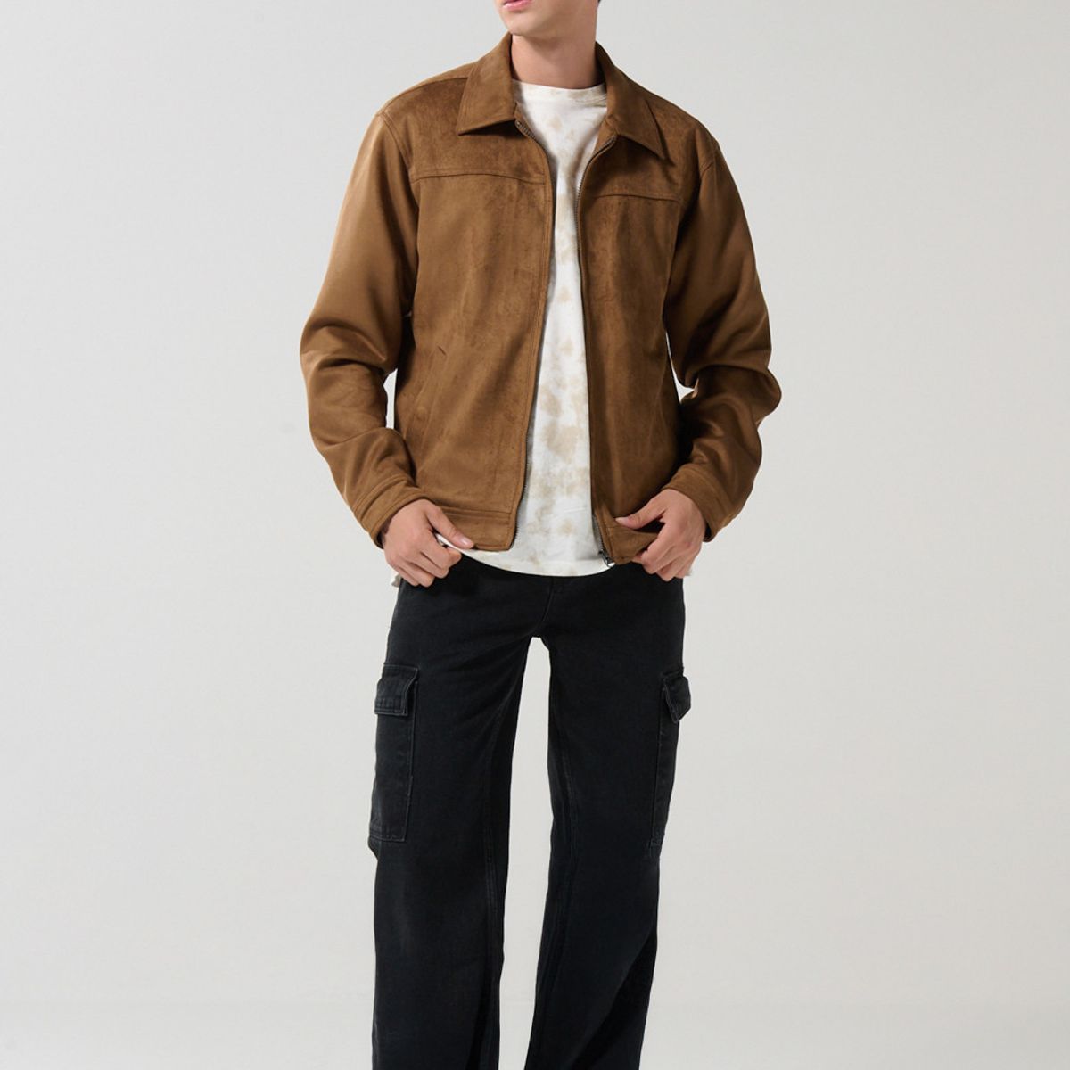 KOAJ - KOAJ Chaqueta cuello trucker unicolor con cierre de cremalle Hombre