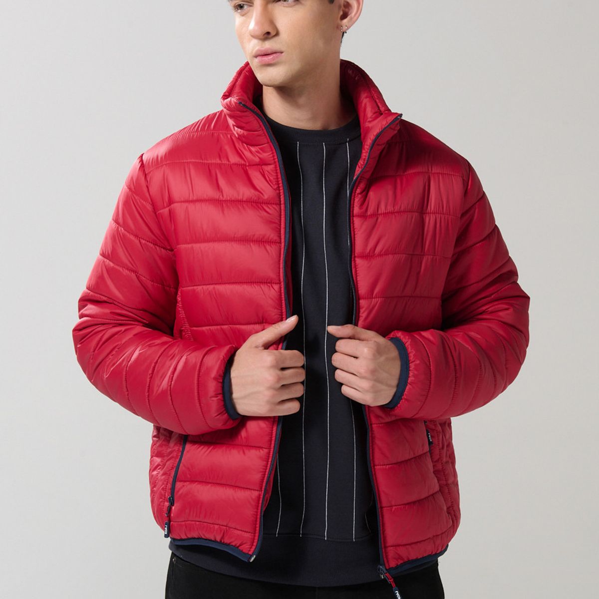 KOAJ - KOAJ Chaqueta unicolor acolchada con cremallera y cuello al Hombre