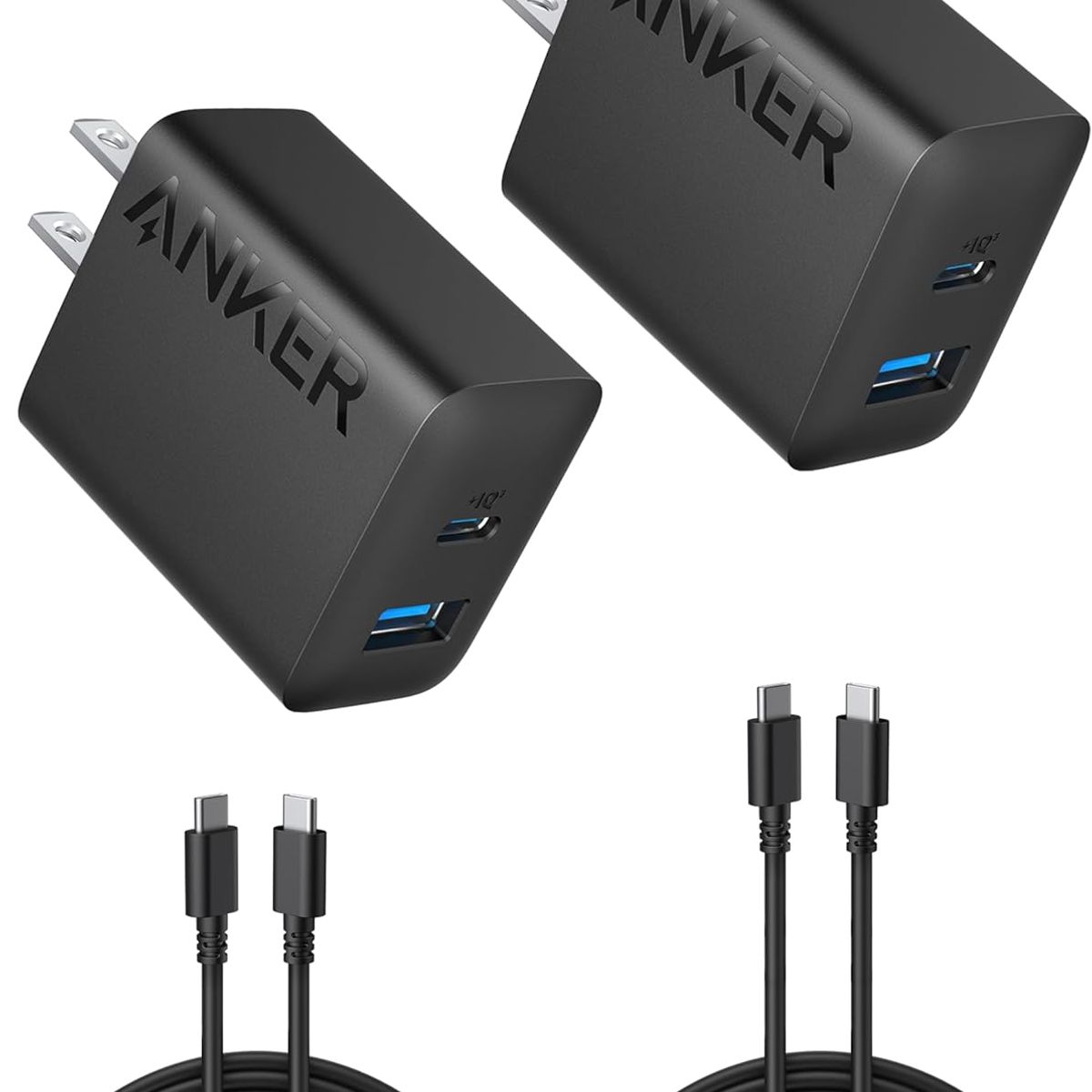 ANKER - CARGADOR ANKER 20W USB-C + USB-A CARGA RAPIDA + Cable USB-C Pack x2