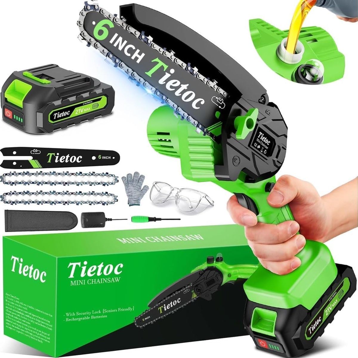 GENERICO - Mini Motosierra Eléctrica Inalámbrica 6 Pulgadas TIETOC