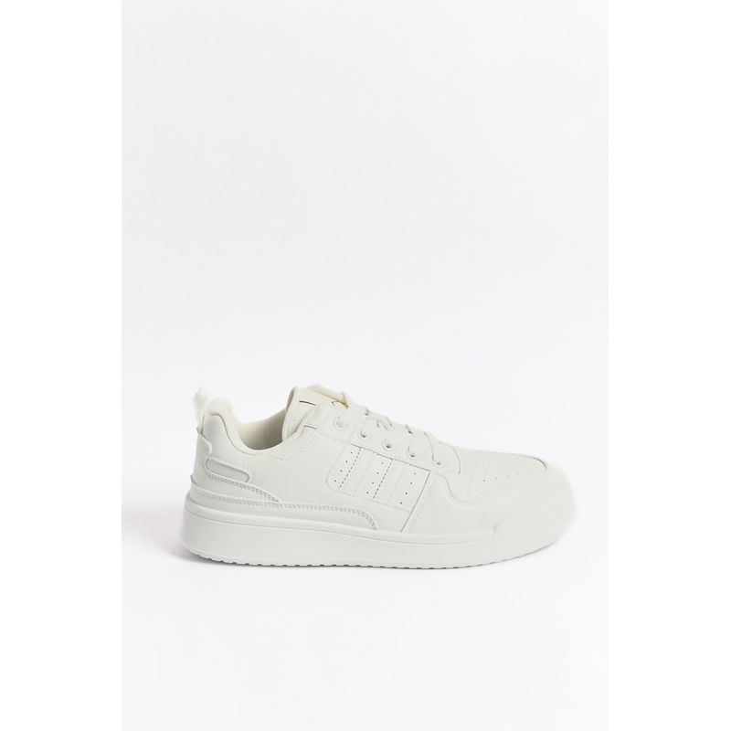 KOAJ - KOAJ Tenis blancos casuales con suelas planas y perforacione Hombre