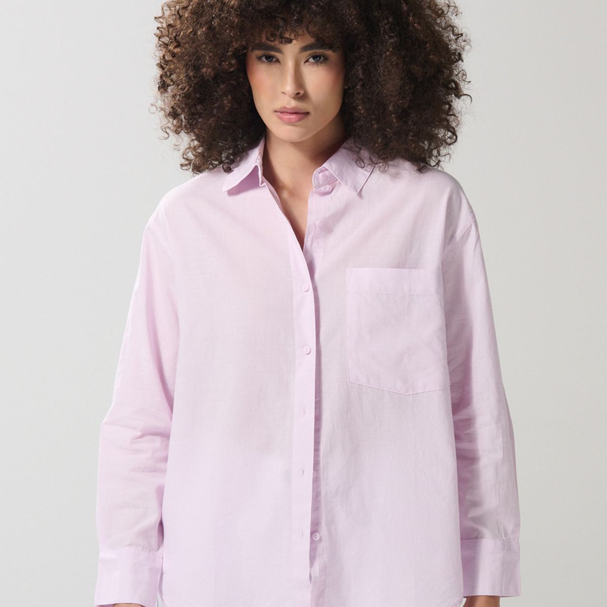 KOAJ - KOAJ BLUSA UNICOLOR/ALGODON CAMISERA OVERSIZE  MANGA LARGA Mujer