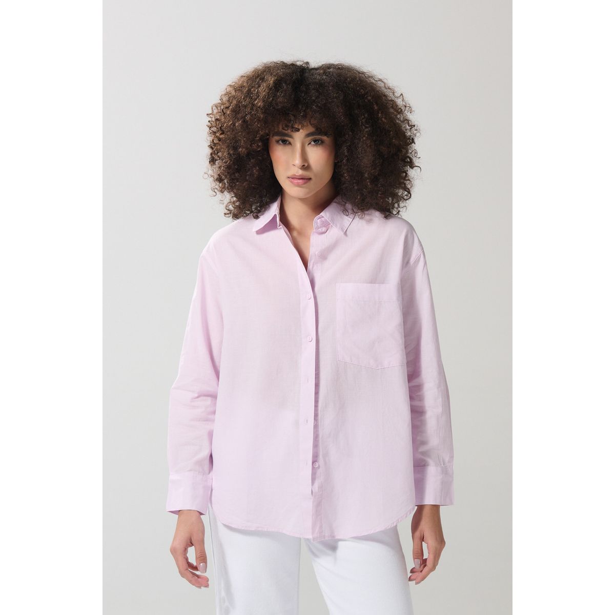 KOAJ - KOAJ BLUSA UNICOLOR/ALGODON CAMISERA OVERSIZE  MANGA LARGA Mujer