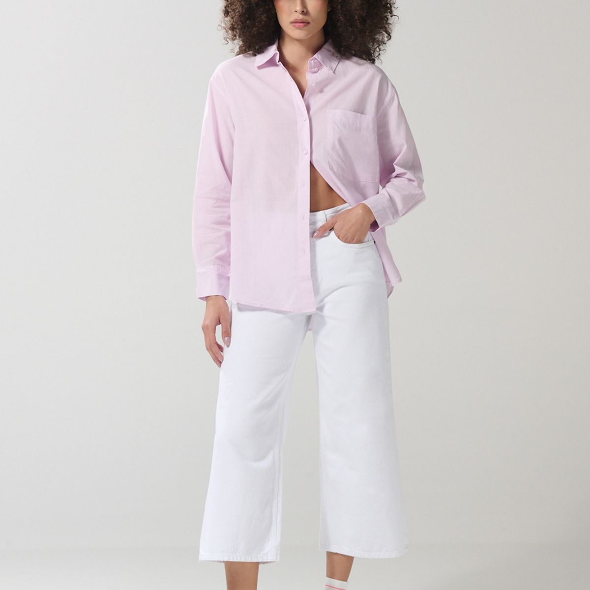 KOAJ - KOAJ BLUSA UNICOLOR/ALGODON CAMISERA OVERSIZE  MANGA LARGA Mujer
