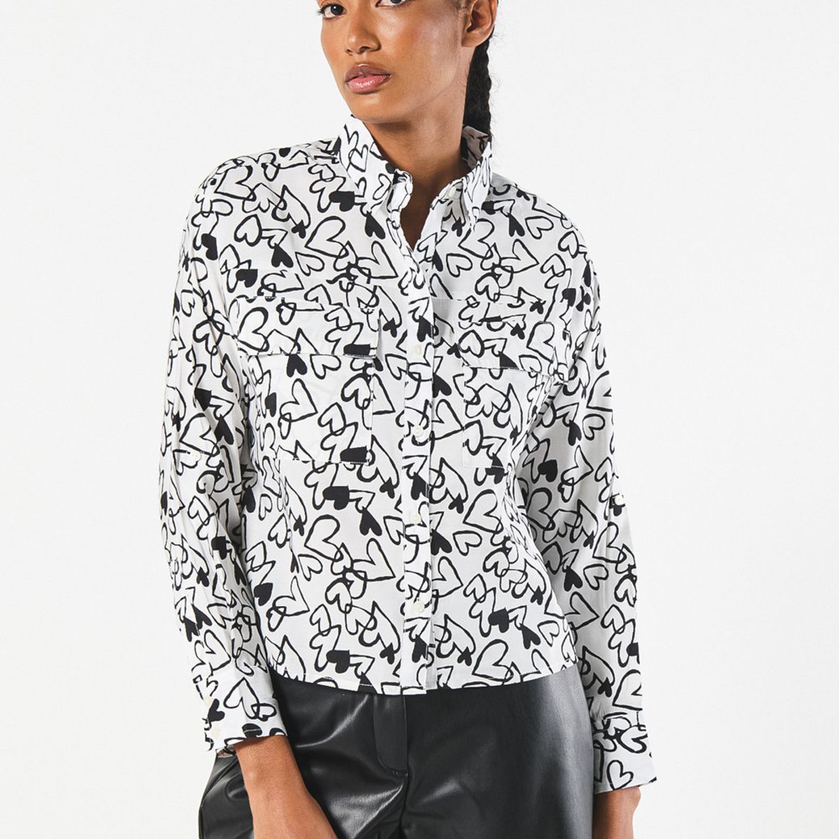 KOAJ - KOAJ Blusa unicolor crop con diseños estampados y manga larg Mujer