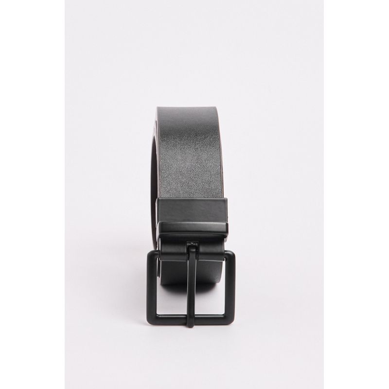 KOAJ - KOAJ Cinturón café reversible con hebilla metálica cuadrada Hombre