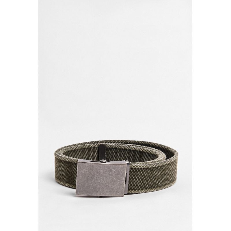 KOAJ - KOAJ Cinturón tipo reata verde oscuro con chapa rectangular Hombre