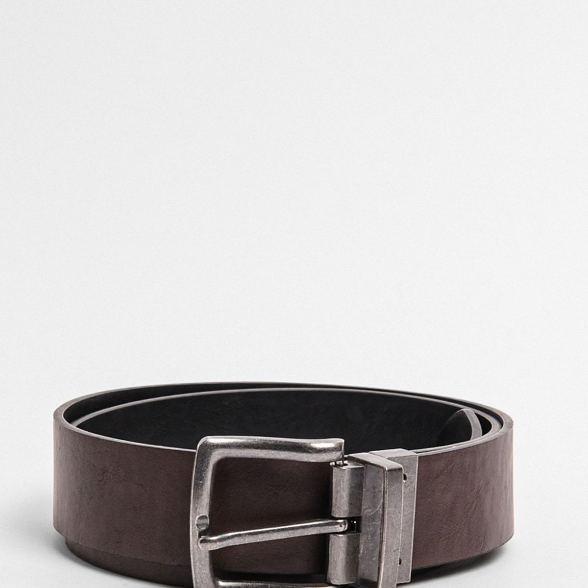 KOAJ - KOAJ Cinturón negro reversible con hebilla metálica cuadrada Hombre