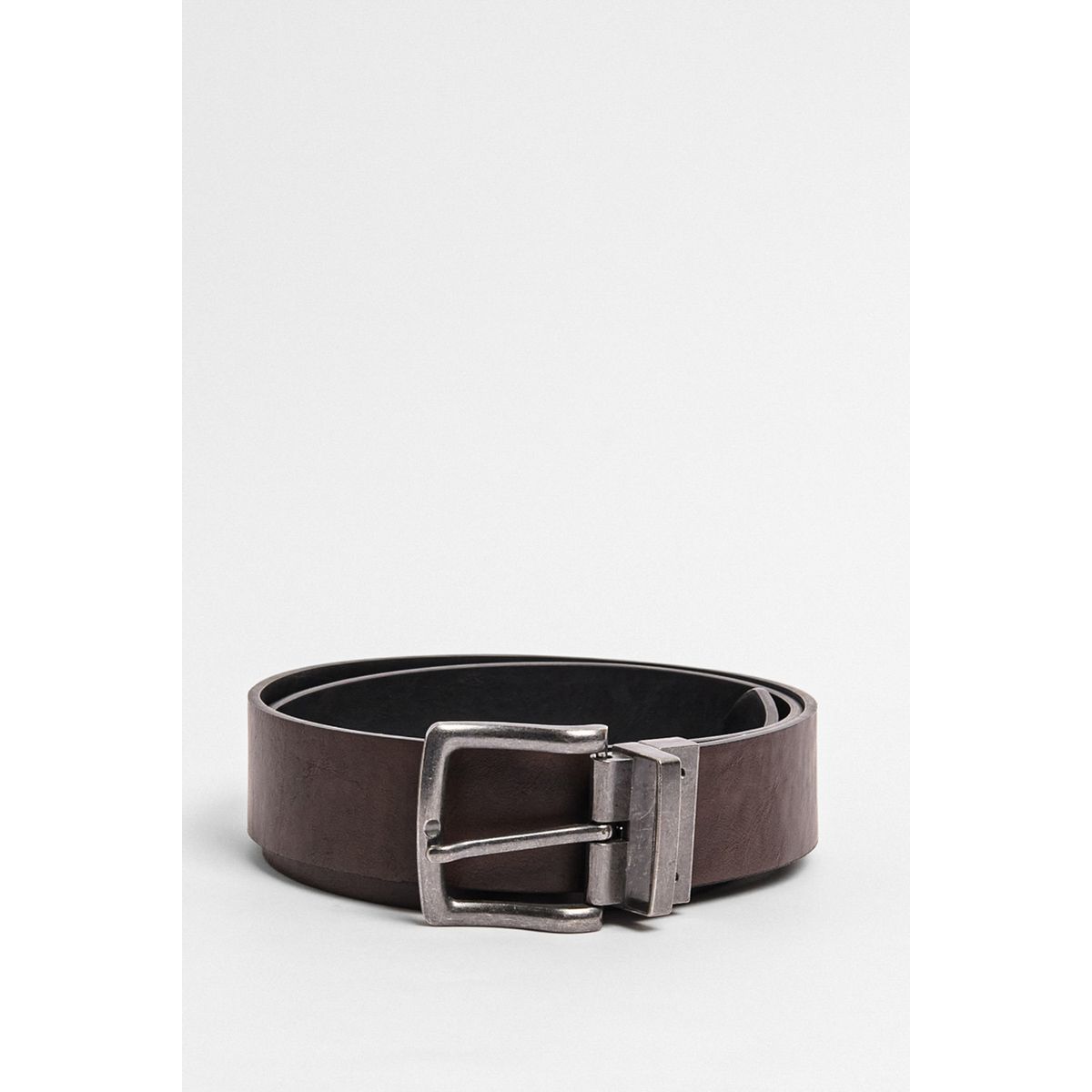 KOAJ - KOAJ Cinturón negro reversible con hebilla metálica cuadrada Hombre