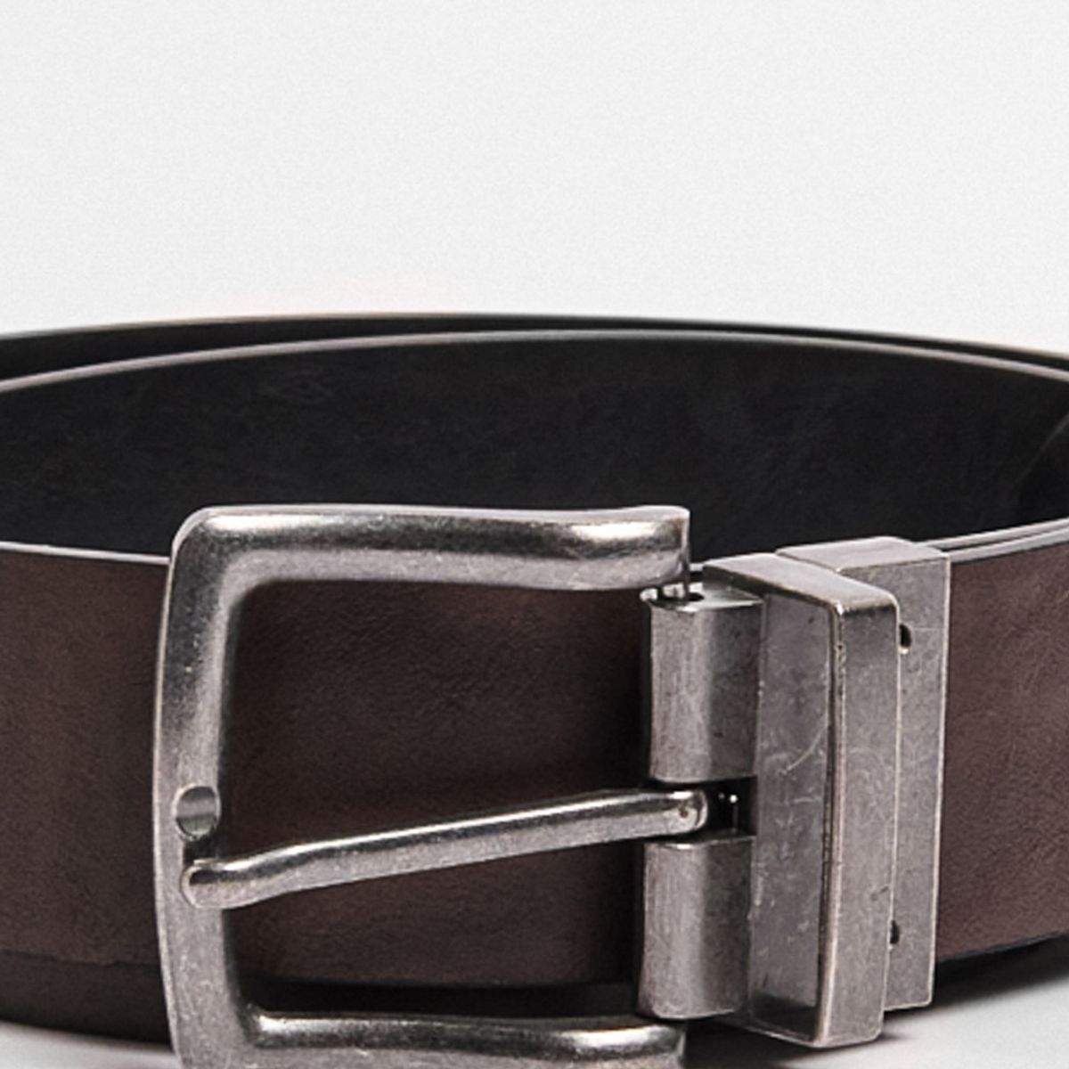 KOAJ - KOAJ Cinturón negro reversible con hebilla metálica cuadrada Hombre