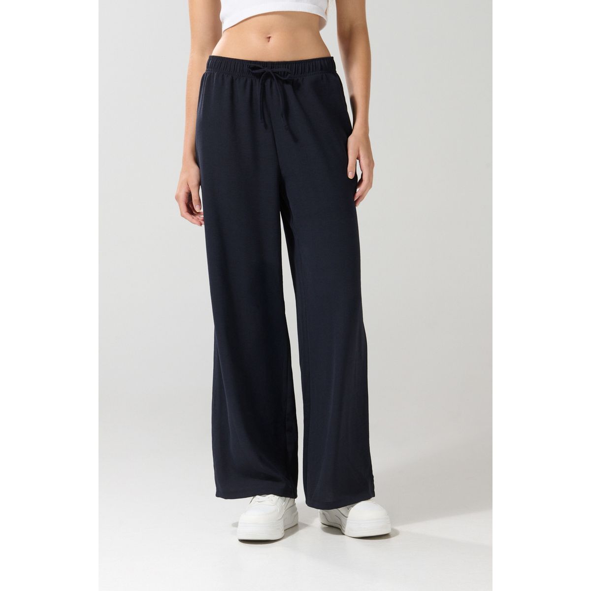 KOAJ - KOAJ Pantalón palazzo azul intenso tiro alto con bota ancha