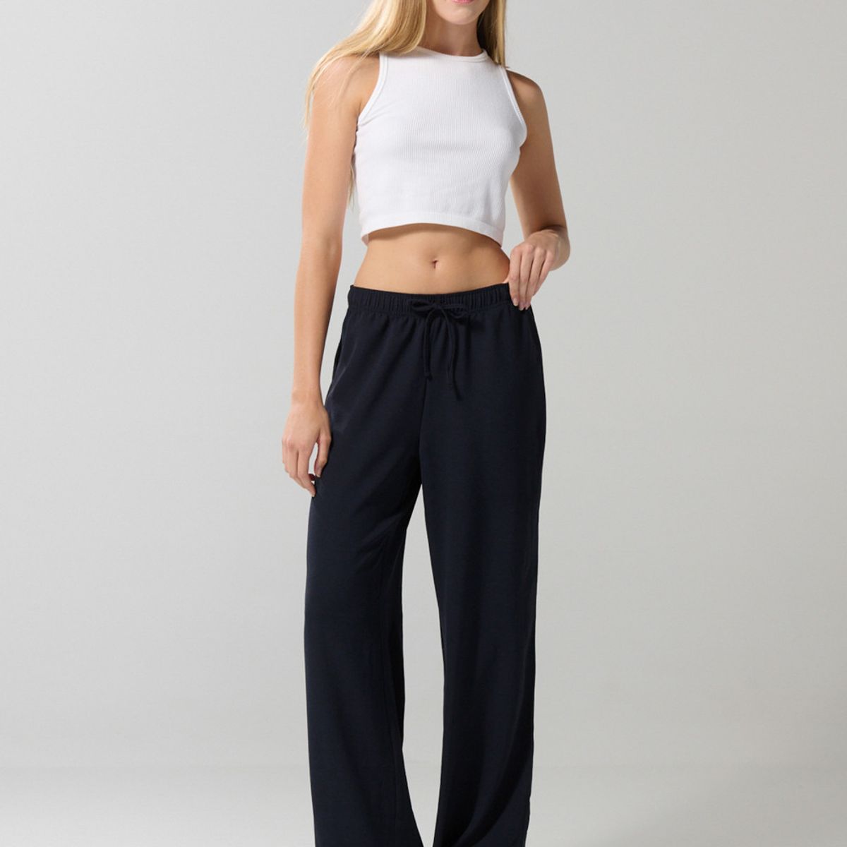 KOAJ - KOAJ Pantalón palazzo azul intenso tiro alto con bota ancha