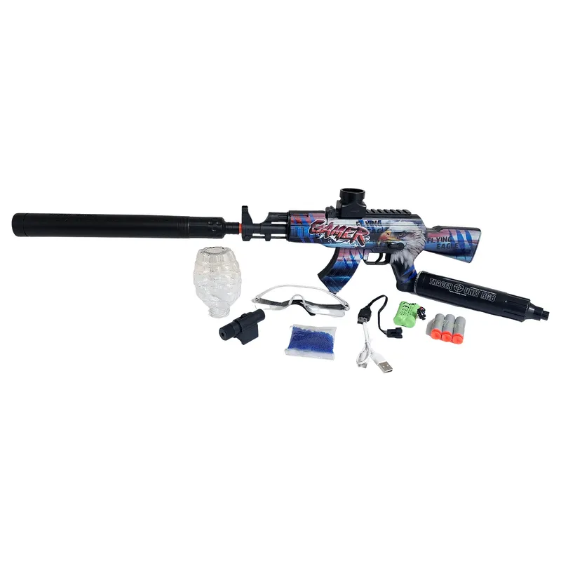 GENERICO - Pistola Ametralladora Equip Dardos Nerf + Hidrogel Gafas