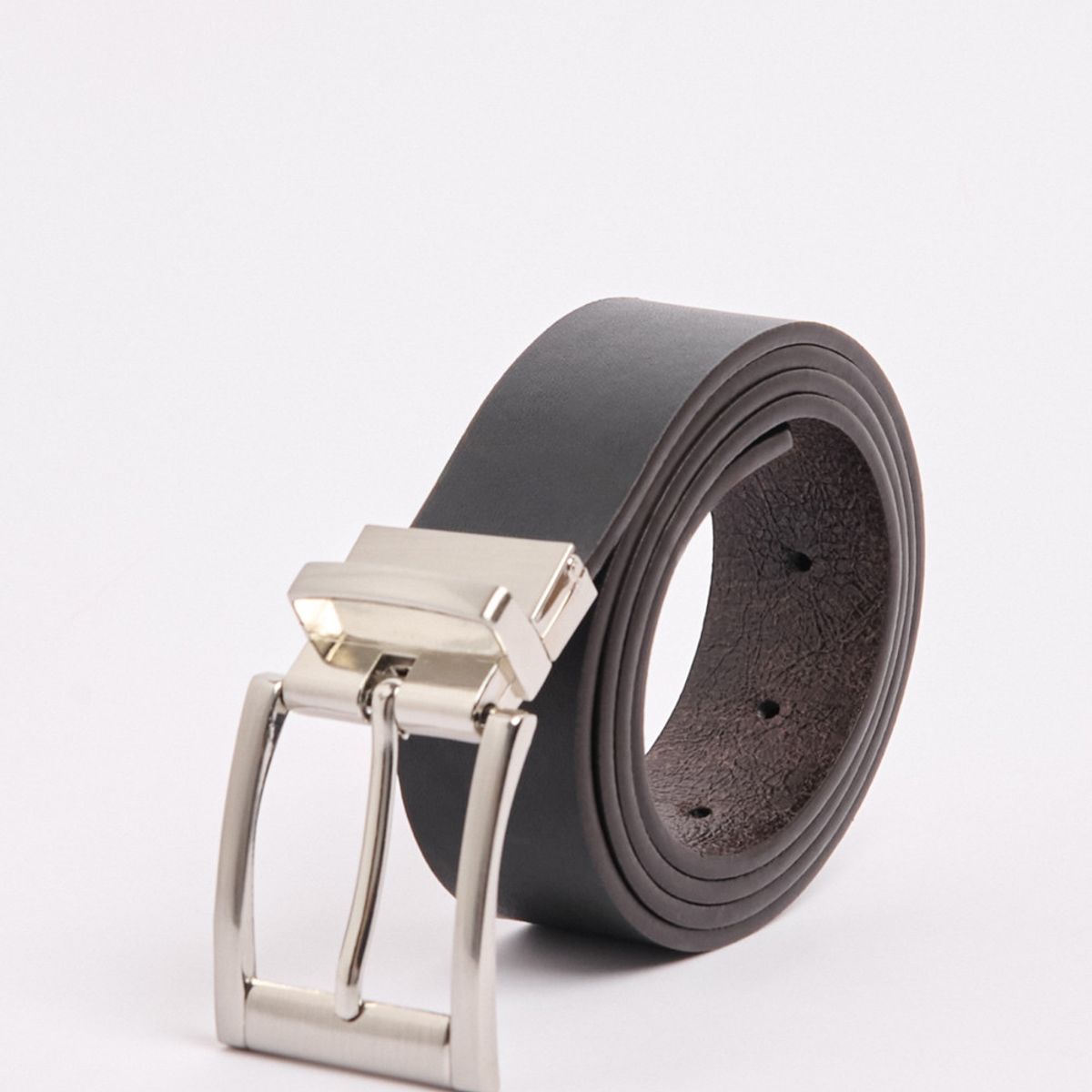 KOAJ - KOAJ Cinturón café oscuro con hebilla y parte reversible neg Hombre