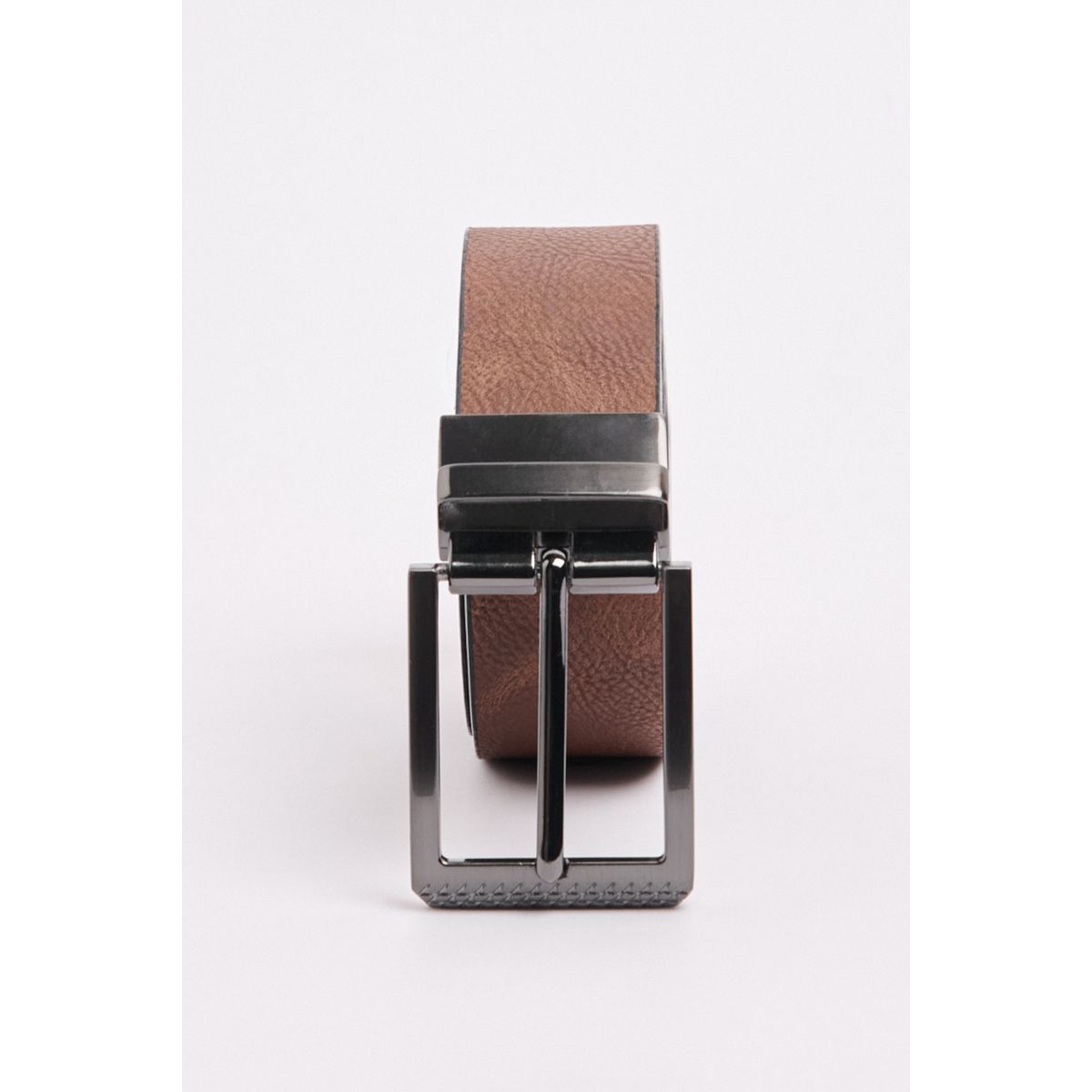 KOAJ - KOAJ Cinturón negro con parte reversible café y hebilla cua Hombre