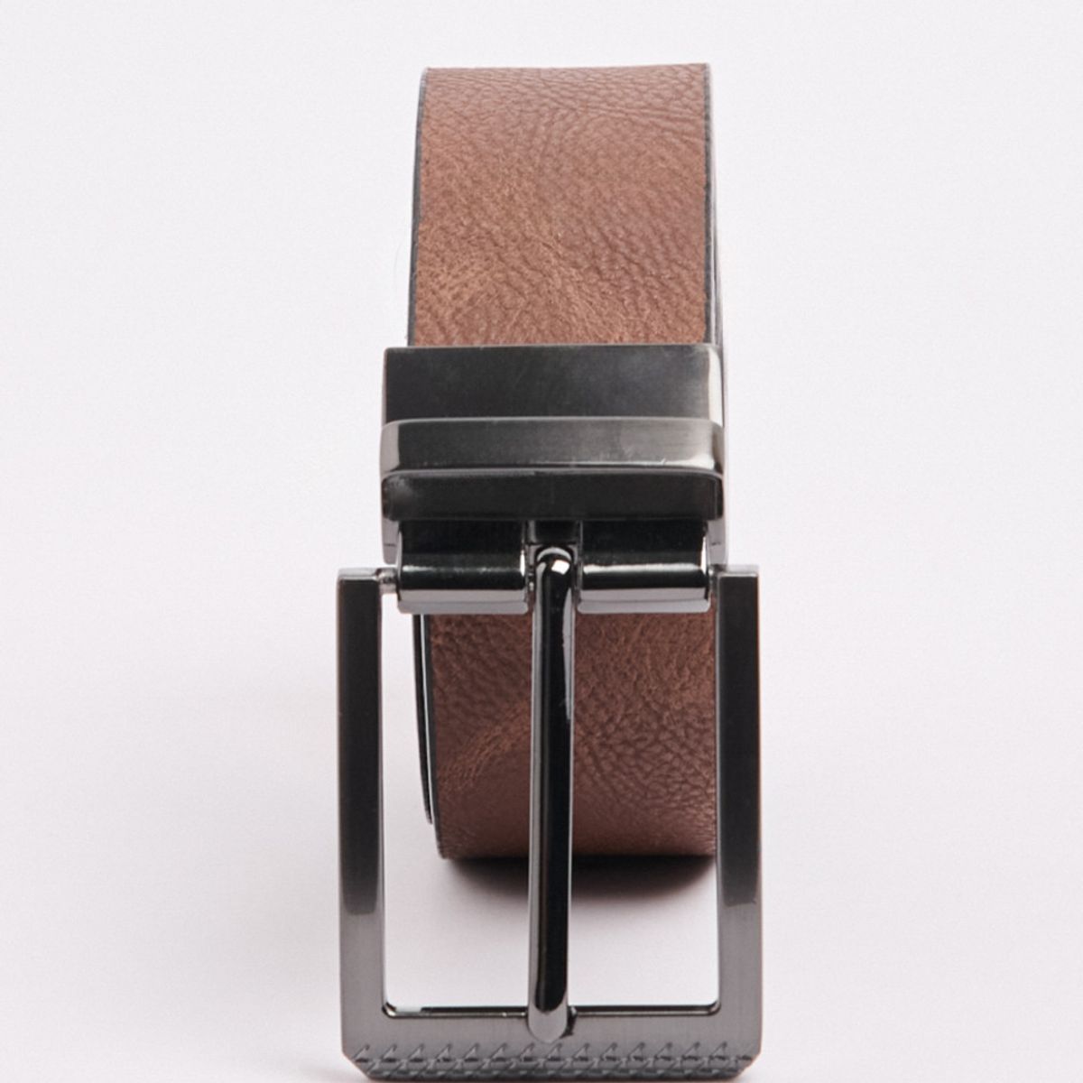 KOAJ - KOAJ Cinturón negro con parte reversible café y hebilla cua Hombre