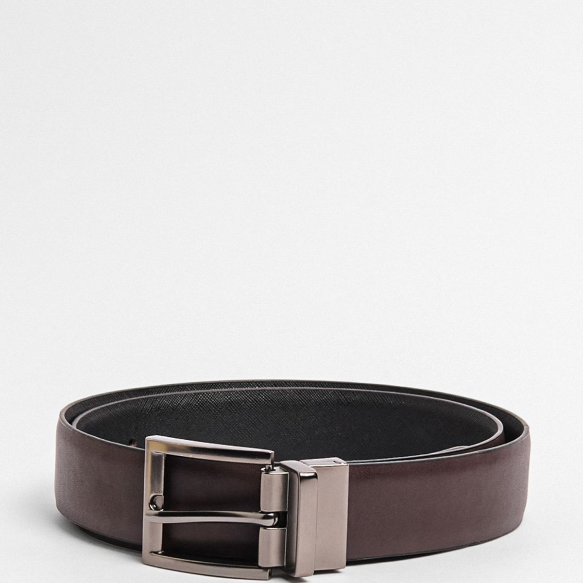 KOAJ - KOAJ Cinturón negro con parte reversible café y hebilla met Hombre