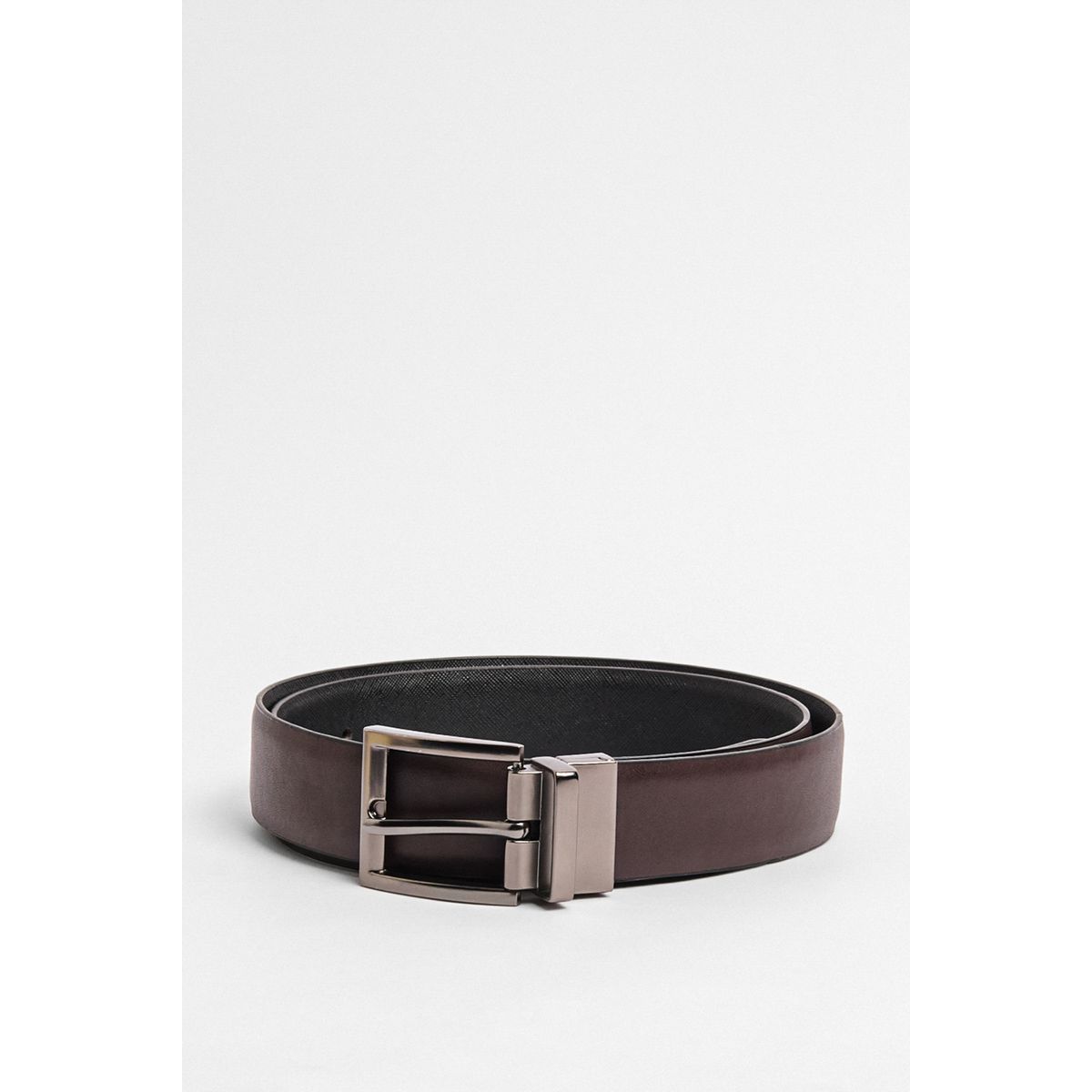 KOAJ - KOAJ Cinturón negro con parte reversible café y hebilla met Hombre