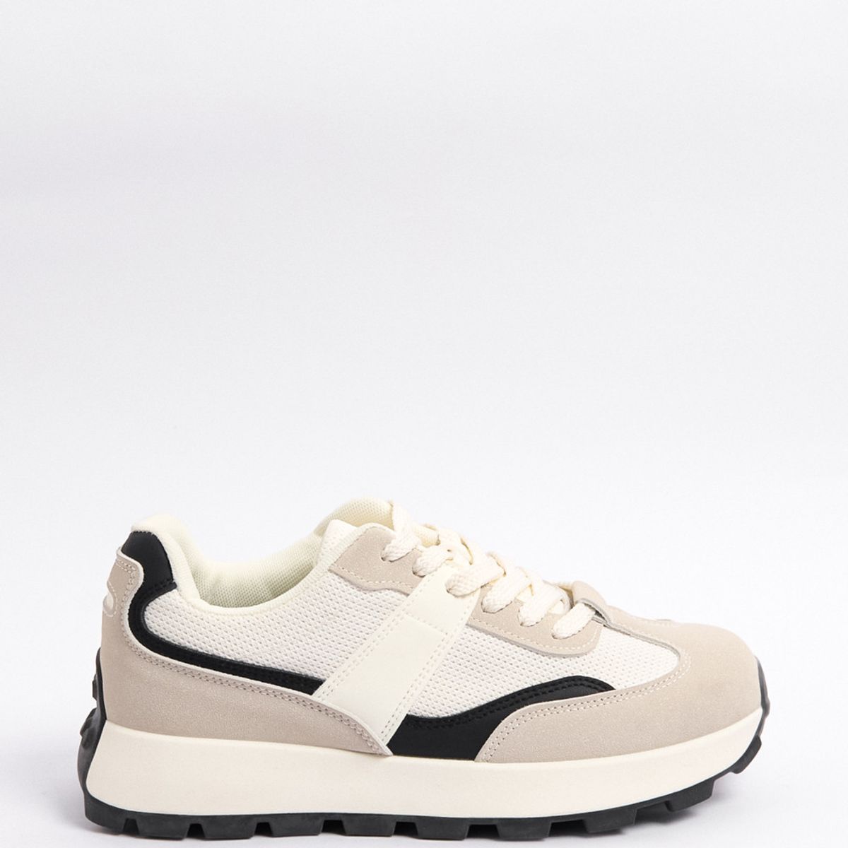 KOAJ - KOAJ Tenis cremas de plataforma con textura y cortes locali Mujer