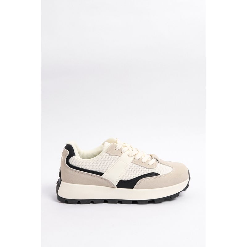 KOAJ - KOAJ Tenis cremas de plataforma con textura y cortes localiz Mujer
