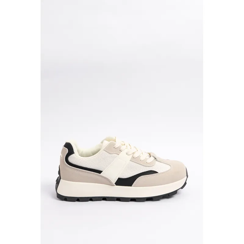 KOAJ - KOAJ Tenis cremas de plataforma con textura y cortes localiz Mujer