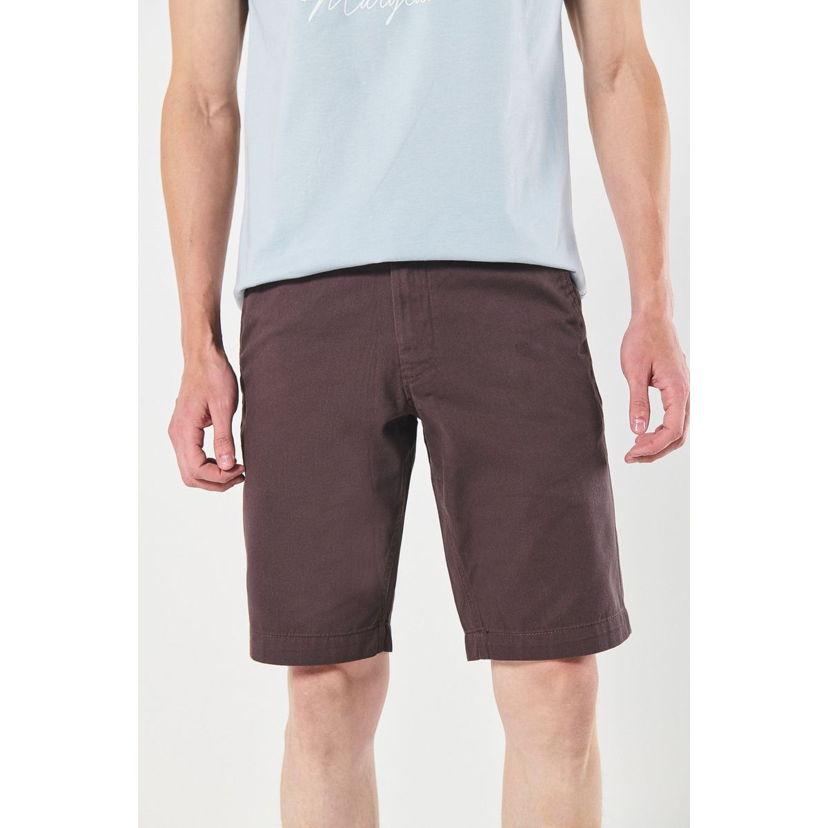 KOAJ - KOAJ Bermuda tiro bajo unicolor en dril con cierre de crema Hombre