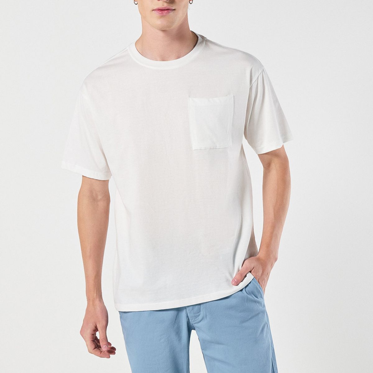 KOAJ - KOAJ Bermuda tiro bajo unicolor en dril con cierre de crema Hombre