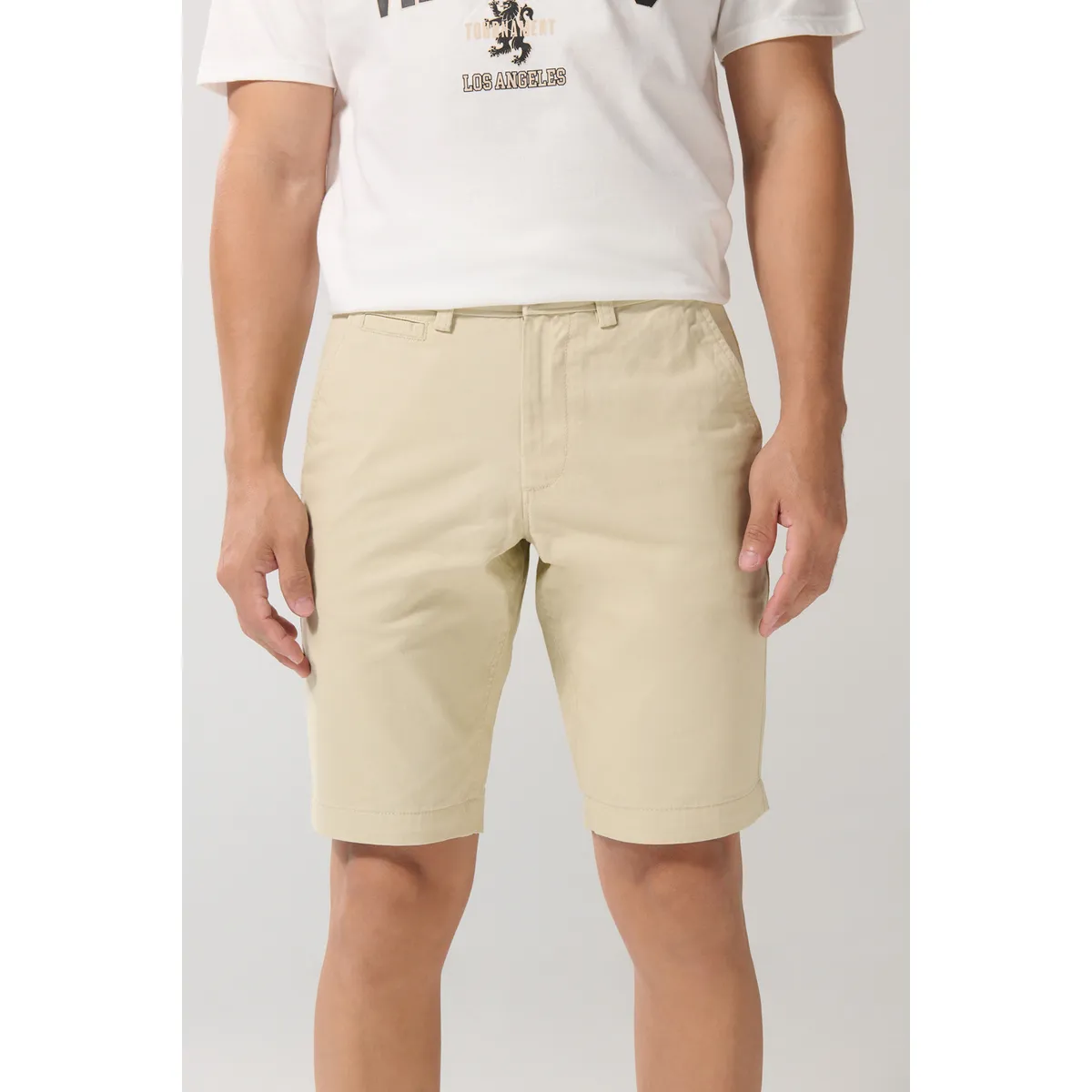 KOAJ - KOAJ Bermuda unicolor en dril ajustada con tiro bajo y bols Hombre
