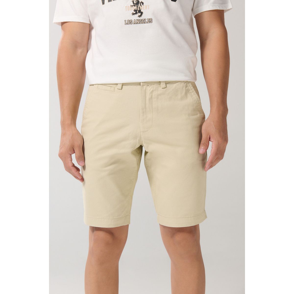 KOAJ - KOAJ Bermuda unicolor en dril ajustada con tiro bajo y bols Hombre