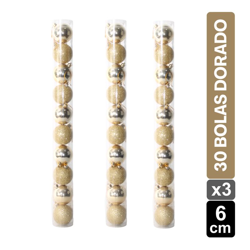 GIO HOME - Tubos Bolas X30 Dorado Brillanteescarchado 6 Cm