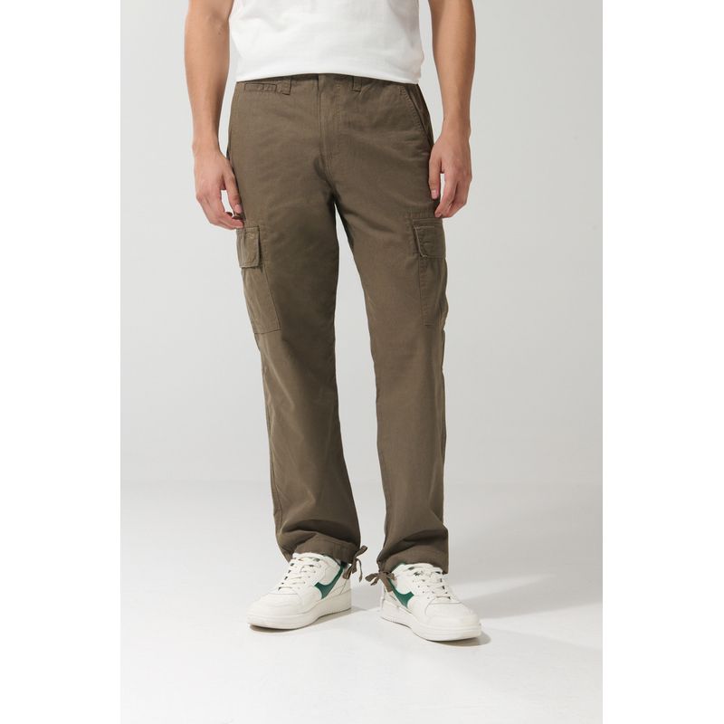 KOAJ - KOAJ Pantalón cargo en dril unicolor con bota recta y tiro b