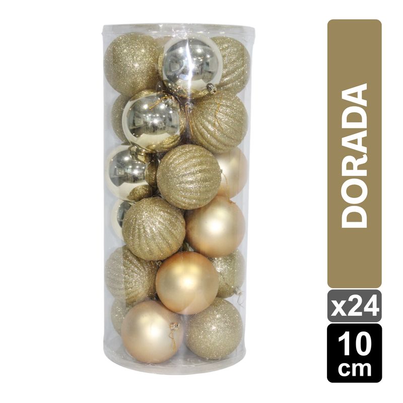 GIO HOME - Set X 24 Bolas Navideñas Dorada 10 Cm