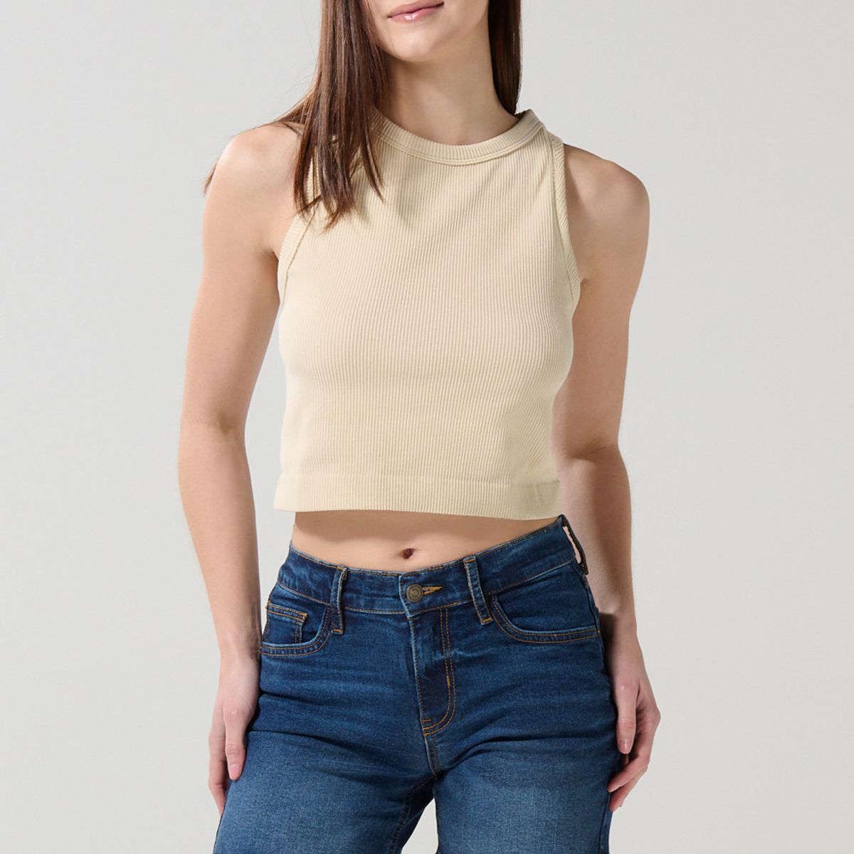 KOAJ - KOAJ Short tiro medio azul oscuro en jean con costuras visib Short tiro medio azul oscuro en jean con costuras visib Mujer