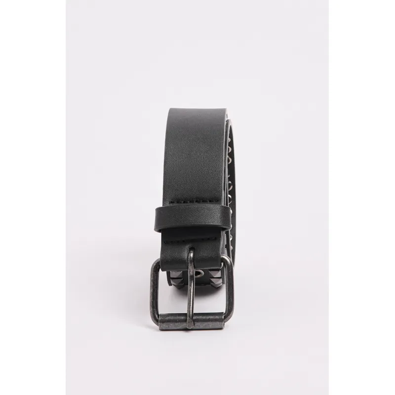 KOAJ - KOAJ Cinturón masculino, negro con taches metálicos