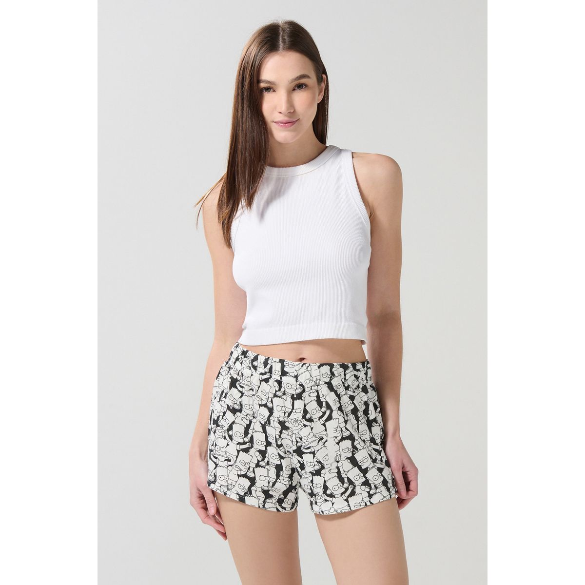 KOAJ - KOAJ Short negro con estampados continuos de Los Simpson Short negro con estampados continuos de Los Simpson Mujer
