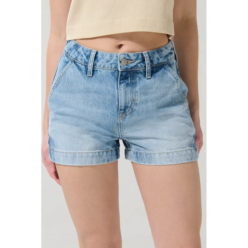 KOAJ - KOAJ Short en jean tiro alto azul claro con cremallera Short en jean tiro alto azul claro con cremallera Mujer