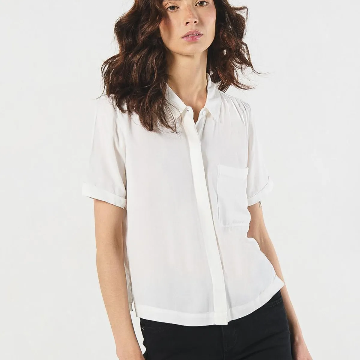 KOAJ - KOAJ BLUSA UNICOLORRAYON MEZCLA CAMISERA MANGA CORTA  CON  Mujer