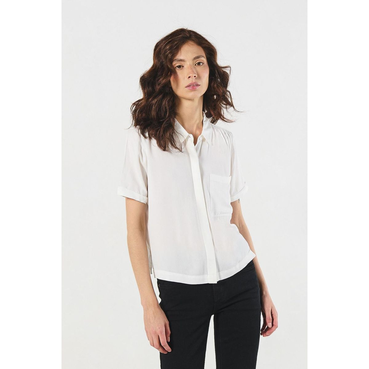 KOAJ - KOAJ BLUSA UNICOLORRAYON MEZCLA CAMISERA MANGA CORTA  CON  Mujer