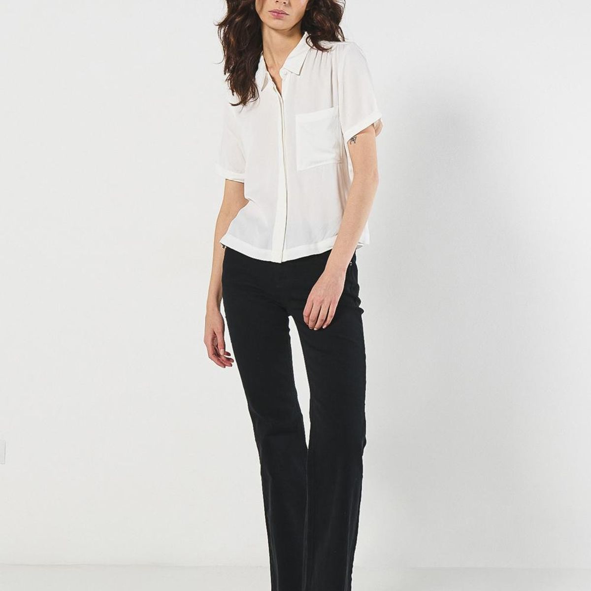 KOAJ - KOAJ BLUSA UNICOLORRAYON MEZCLA CAMISERA MANGA CORTA  CON  Mujer