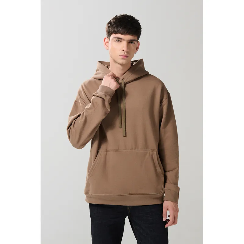 KOAJ - KOAJ Buzo perchado oversize unicolor con capota y bolsillo Hombre