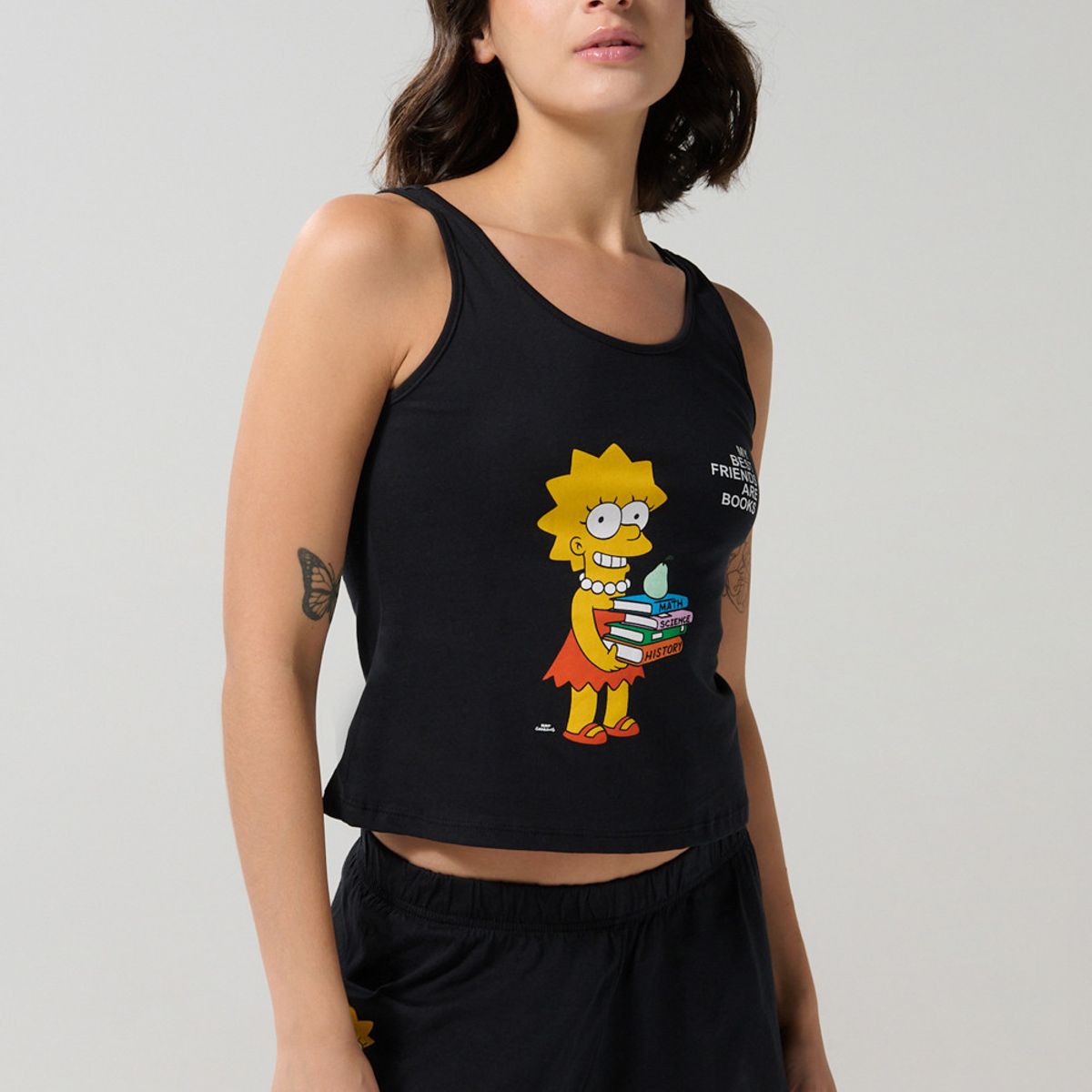 KOAJ - KOAJ Short negro con elástico y diseño de Los Simpson Short negro con elástico y diseño de Los Simpson Mujer