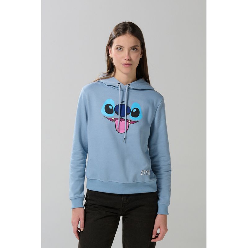 KOAJ - KOAJ Buzo azul claro con capota y arte de Lilo & Stitch Mujer