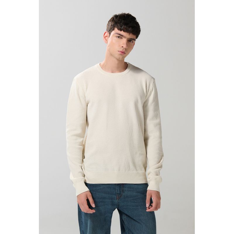KOAJ - KOAJ Suéter cuello redondo unicolor tejido con texturas Hombre