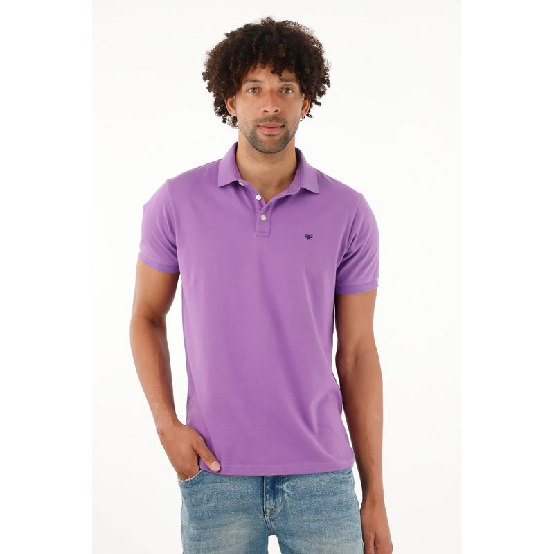 TENNIS - Polo morada con raqueta bordada para hombre